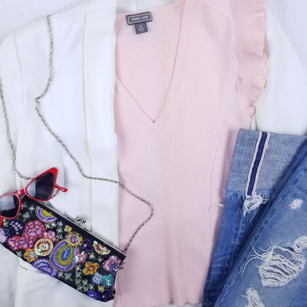 Point Sur J. Crew Ribbed Knit Wool Blend Top